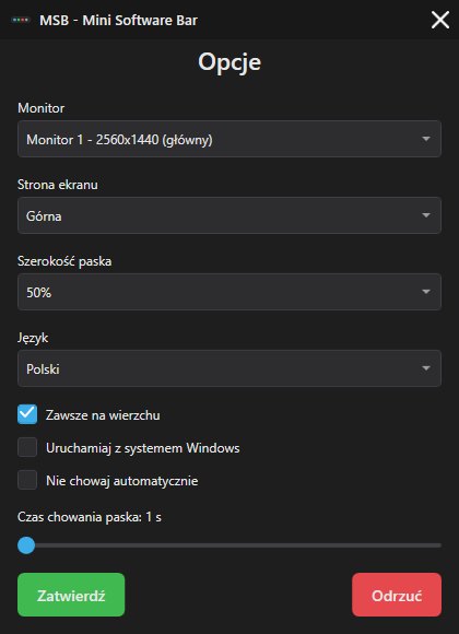 MSB - Mini Software Bar — zrzut ekranu 2 z 3